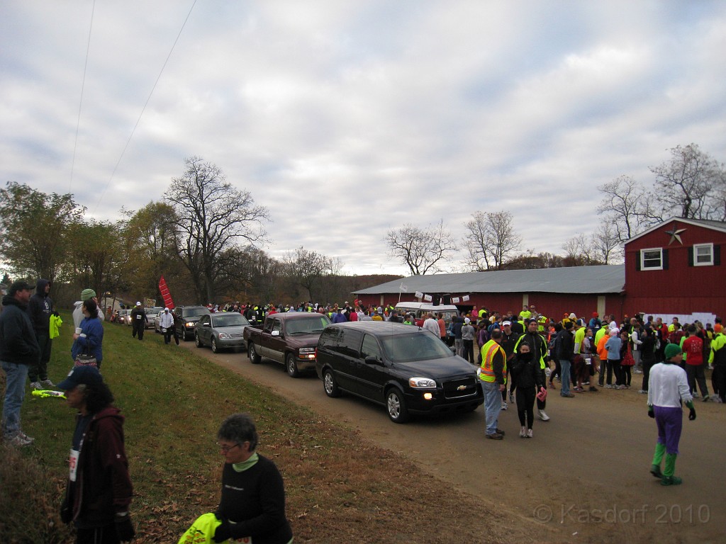 Run Through Hell 2010 10K 008.JPG - The 2010 Run Through Hell 10K held on Halloween Day, October 31, 2010. Cold, crisp and sunny. Now.. this is the end of the Porto-Pot line out front!